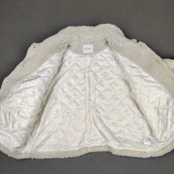 Lucky Brand Sherpa Teddy Jacket Women XL White Soft Button Up Quilted Liner Cozy - Picture 7 of 9